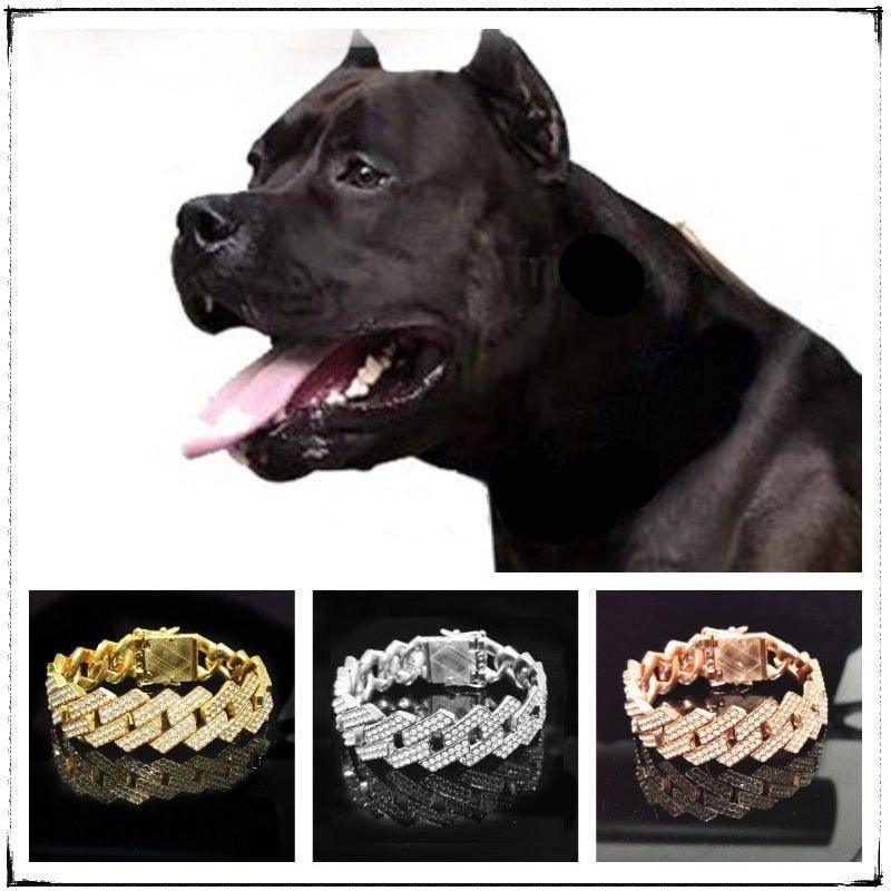 Bling Bling Hip-Hop Classic Cuban Link Decorative Collar - 1: FancyPetTags.com