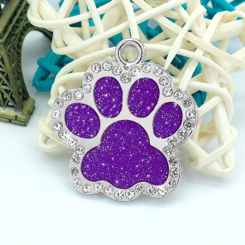 Bling Bling Paw Glitter (Fixed Block Font) - 16: www.FancyPetTags.com