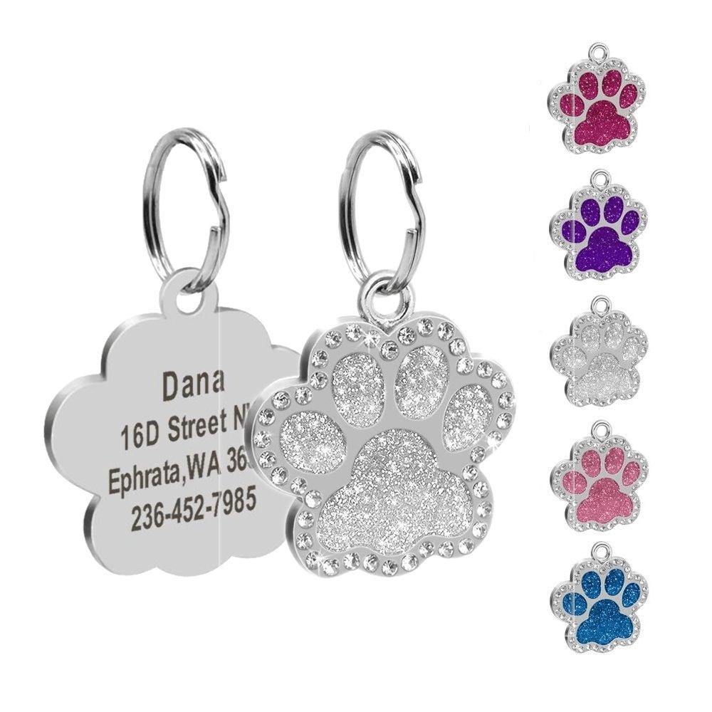 Bling Bling Paw Glitter (Fixed Block Font) - www.FancyPetTags.com