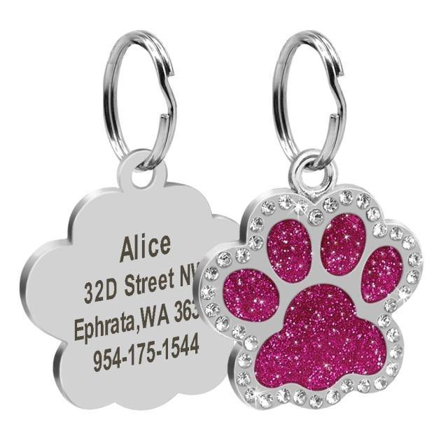 Bling Bling Paw Glitter (Fixed Block Font) - www.FancyPetTags.com