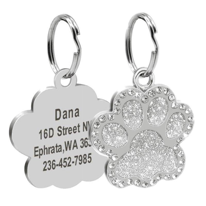 Bling Bling Paw Glitter (Fixed Block Font) - www.FancyPetTags.com