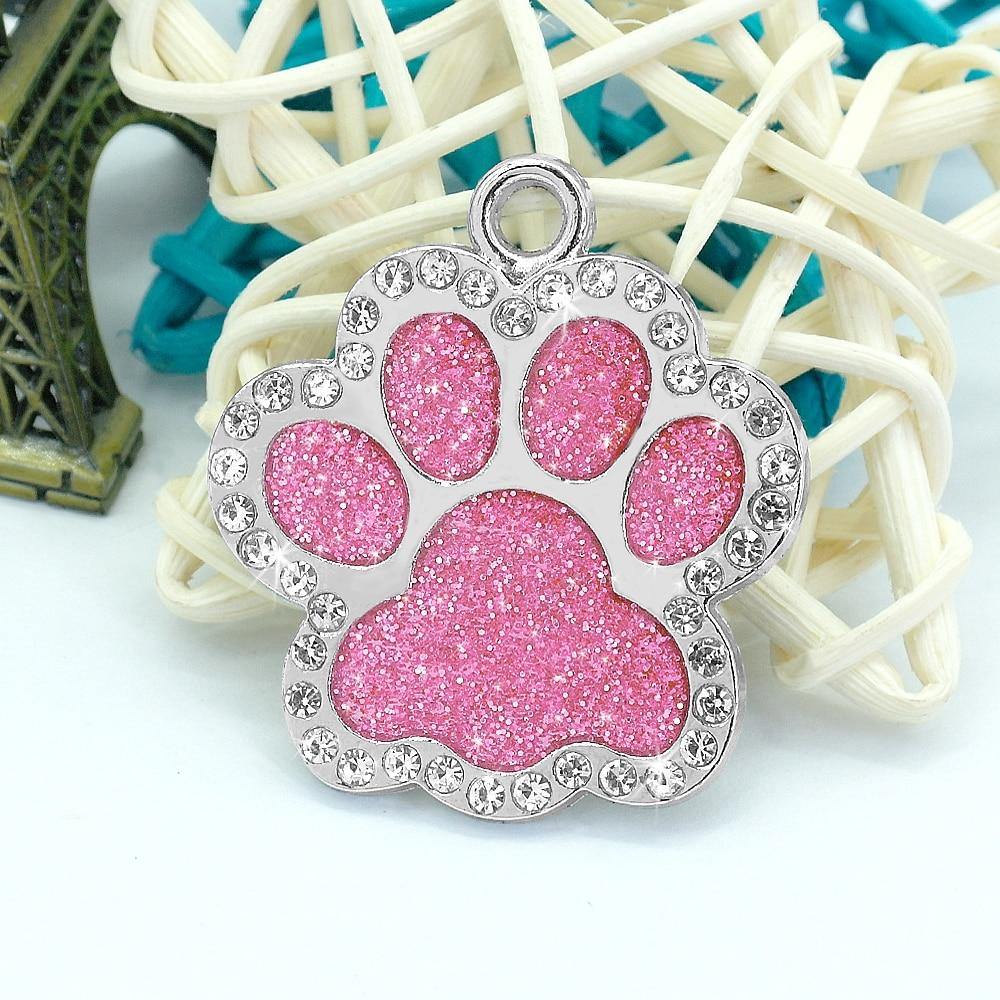 Bling Bling Paw Glitter (Fixed Block Font) - 17: www.FancyPetTags.com