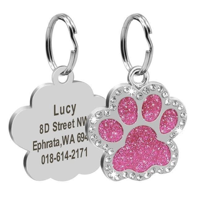 Bling Bling Paw Glitter (Fixed Block Font) - 1: FancyPetTags.com