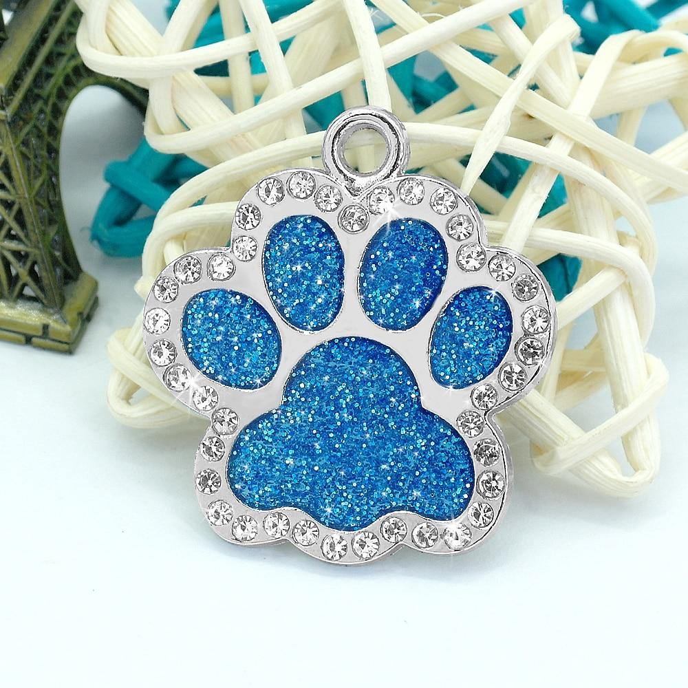 Bling Bling Paw Glitter (Fixed Block Font) - 14: www.FancyPetTags.com