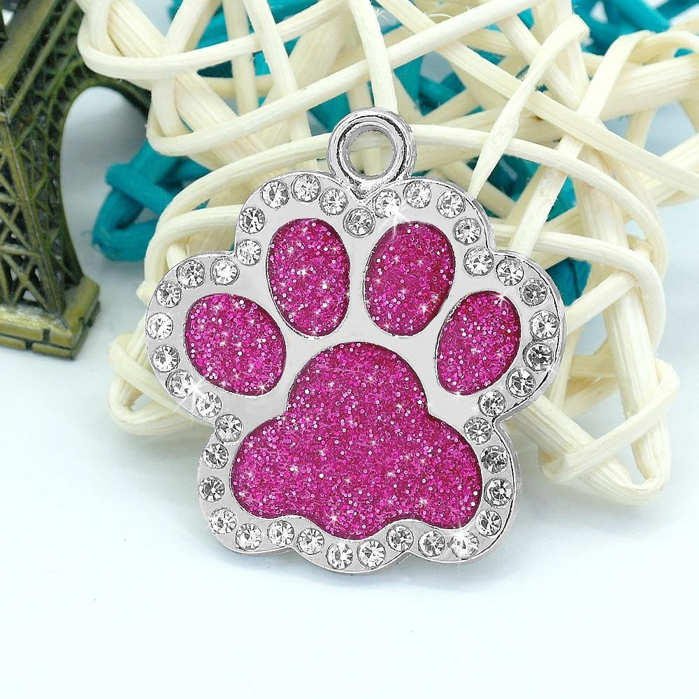 Bling Bling Paw Glitter (Fixed Block Font) - 15: www.FancyPetTags.com